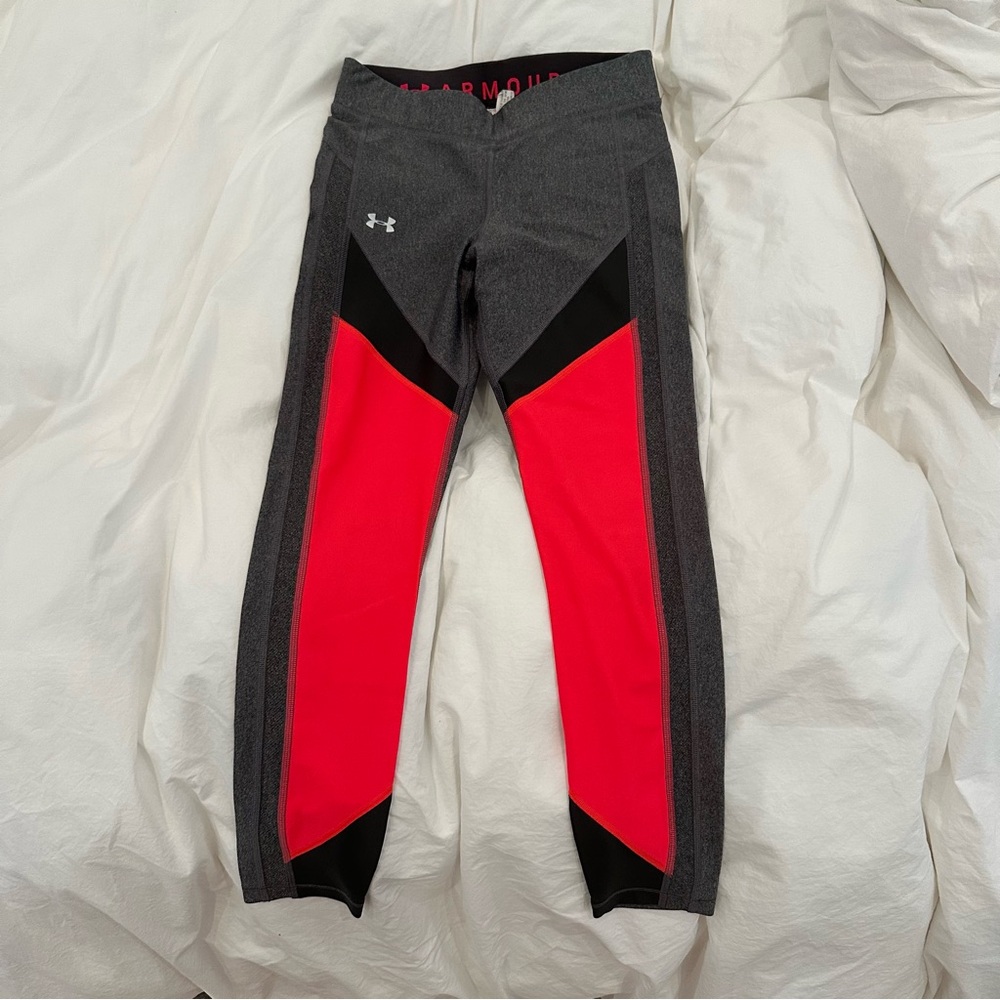 Under Armour Red and Gray Athletic Leggings